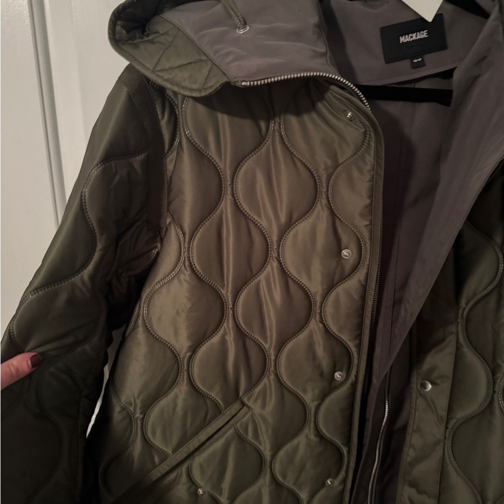 MACKAGE Maia Quilted Parka Jacket light military xs - Picture 8 of 9